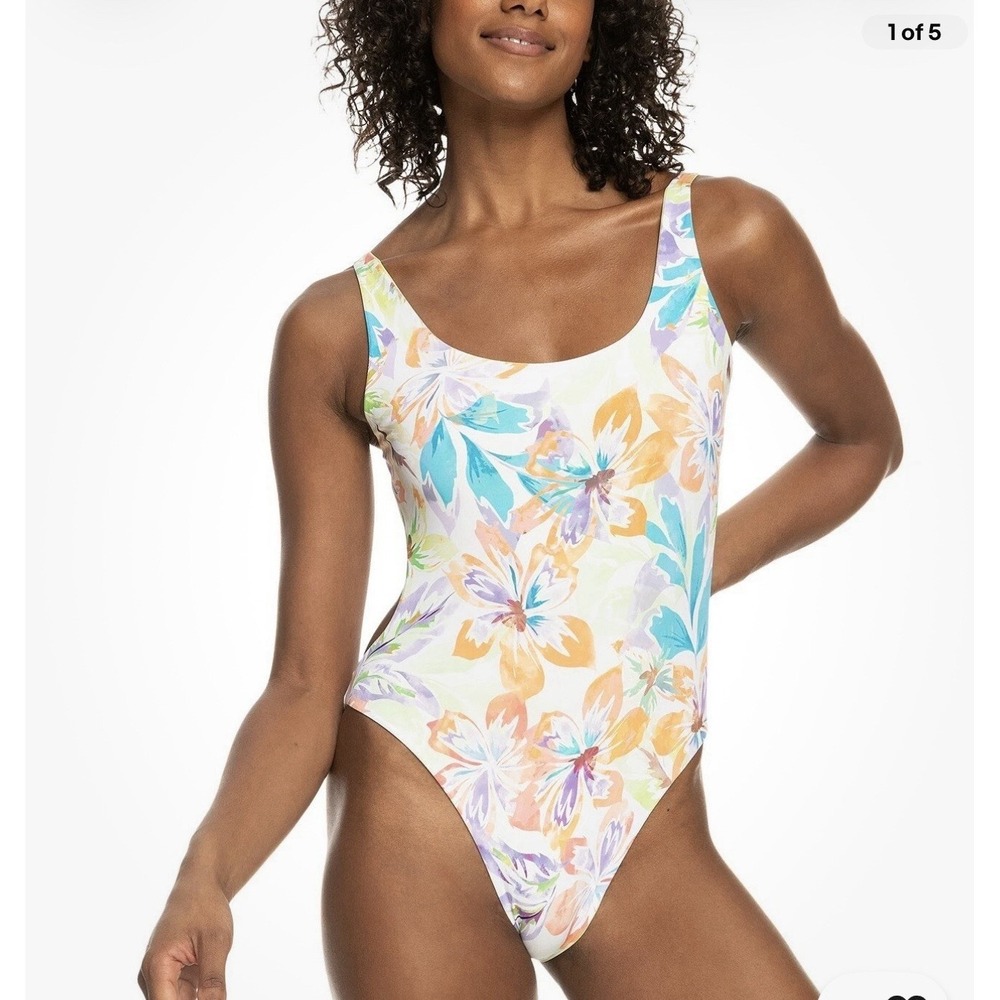 Roxy SNOW WHITE PUALANI COMBO Juniors' Retro Revo One-Piece Swimsuit, US Large